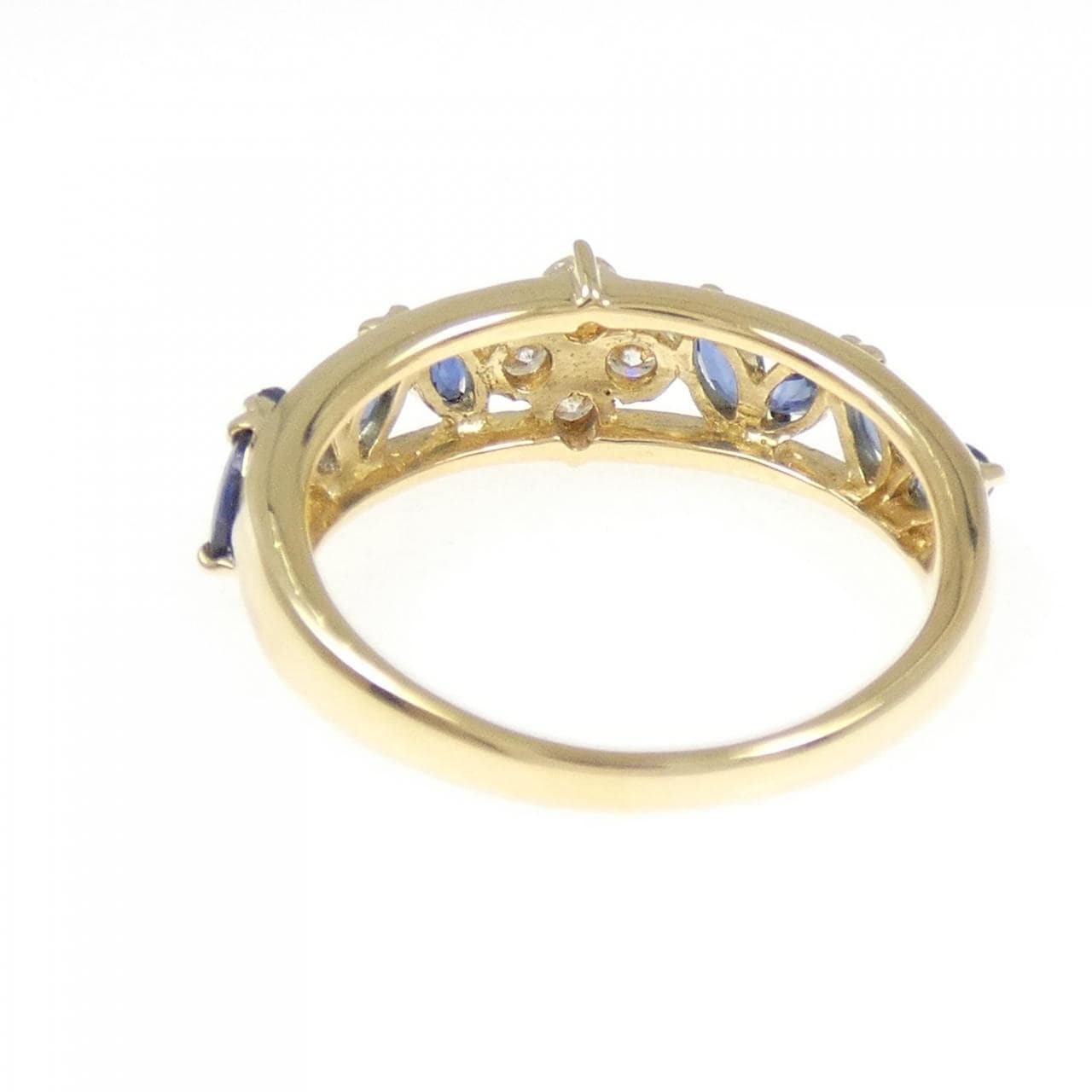 K18YG フラワー サファイヤ リング 1.86CT