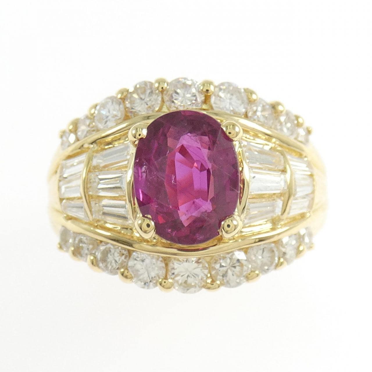 K18YG ルビー リング 2.16CT