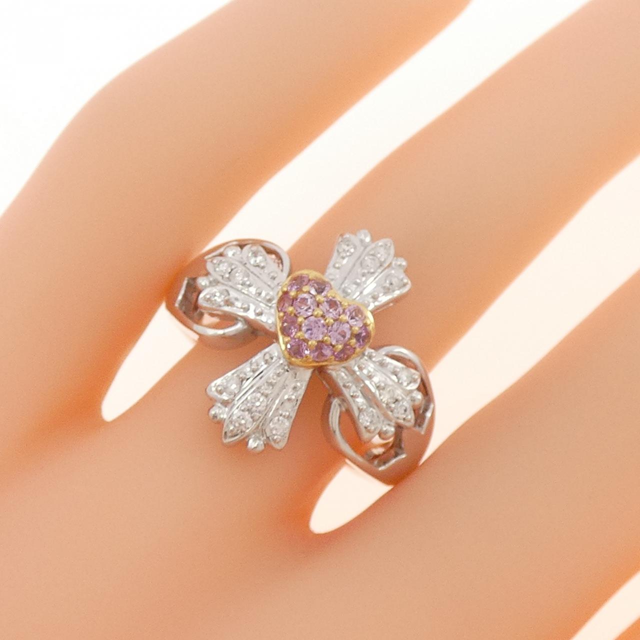 K18WG/K18YG ハート サファイヤ リング 0.18CT