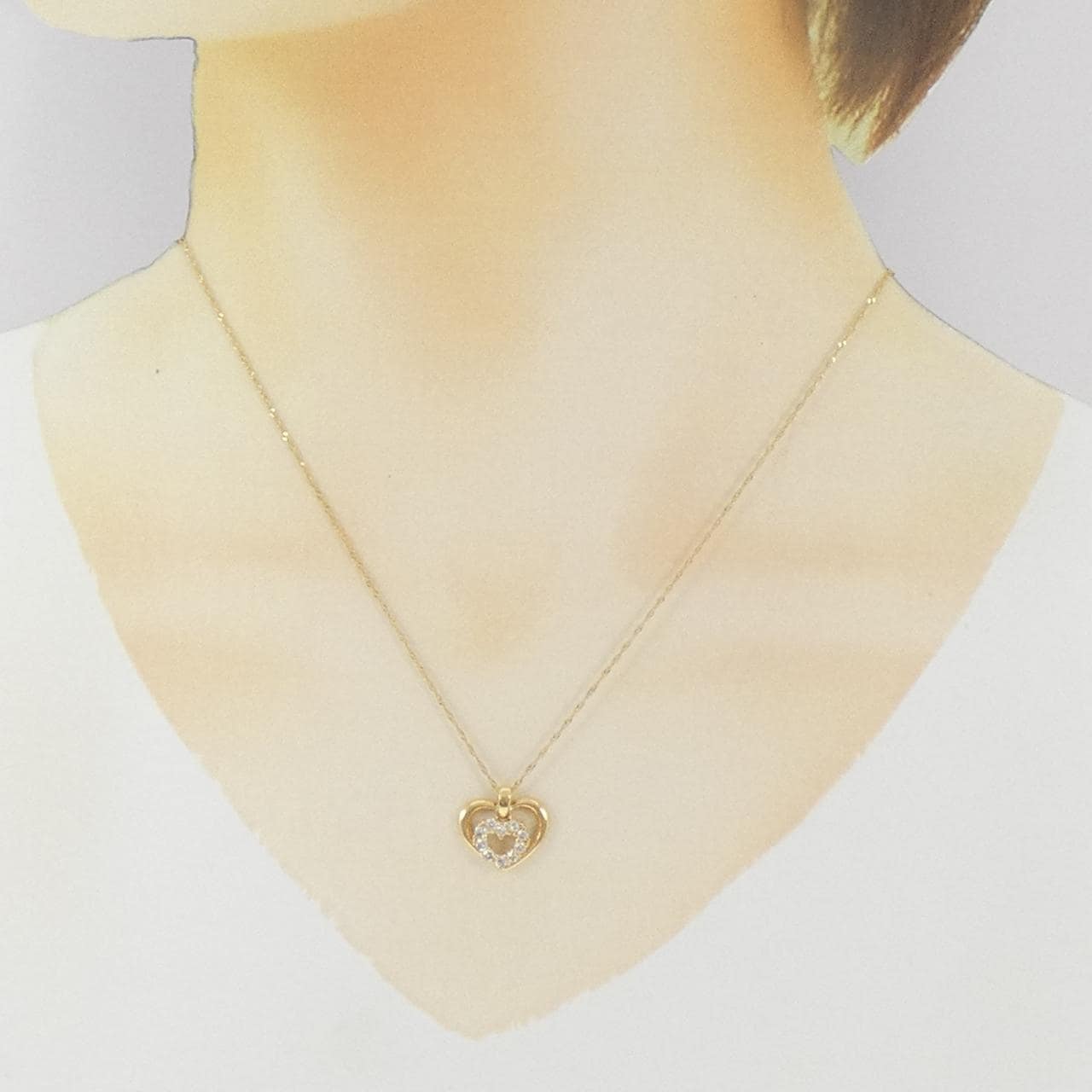 K18YG ハート ダイヤモンド ネックレス 0.30CT