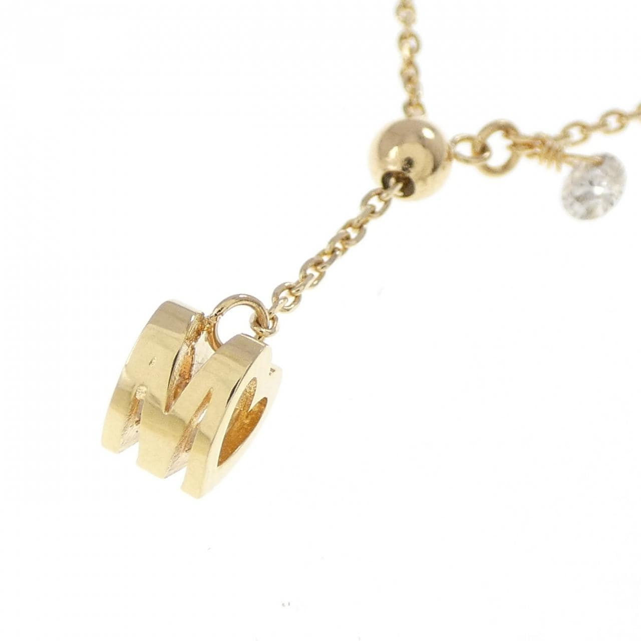 K18YG ハートxイニシャルM ダイヤモンド リング 0.06CT