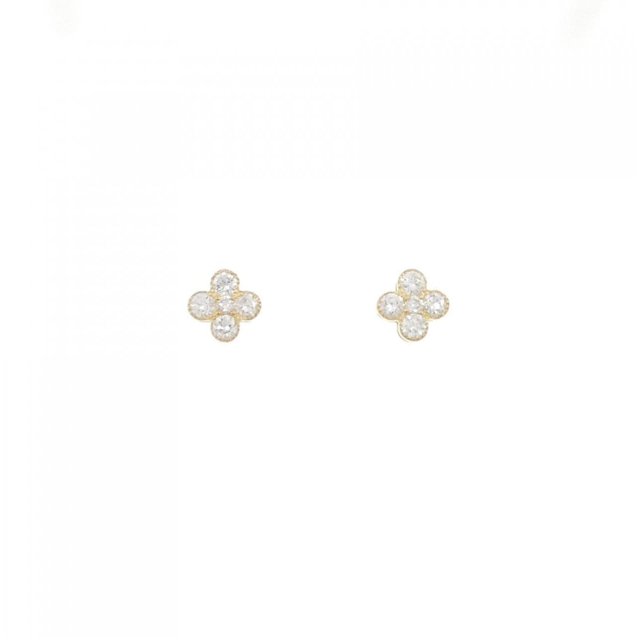 【リメイク】K18YG フラワー ダイヤモンド ピアス 0.20CT