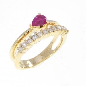 K18YG ルビー リング 0.32CT