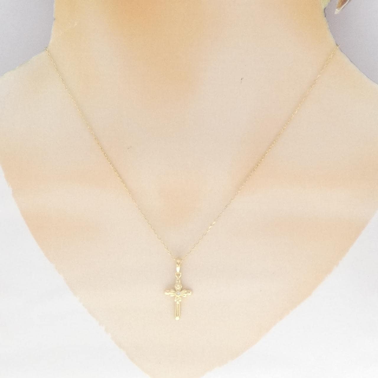 750YG/K18YG クロス ダイヤモンド ネックレス