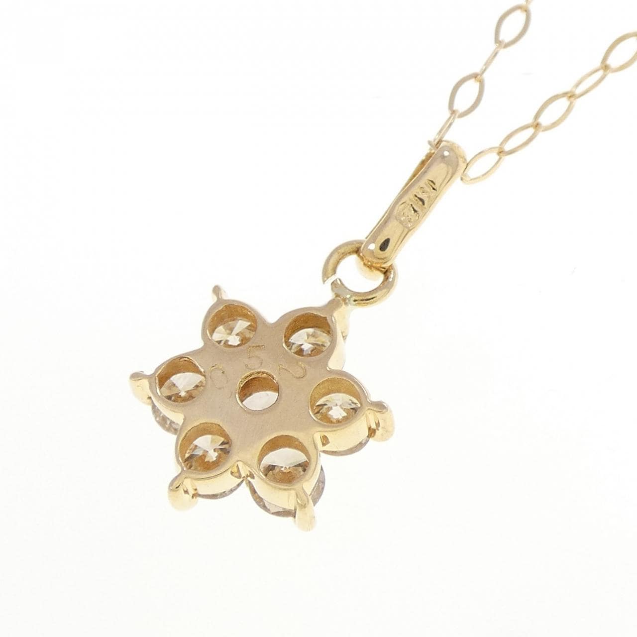 K18YG フラワー ダイヤモンド ネックレス 0.52CT