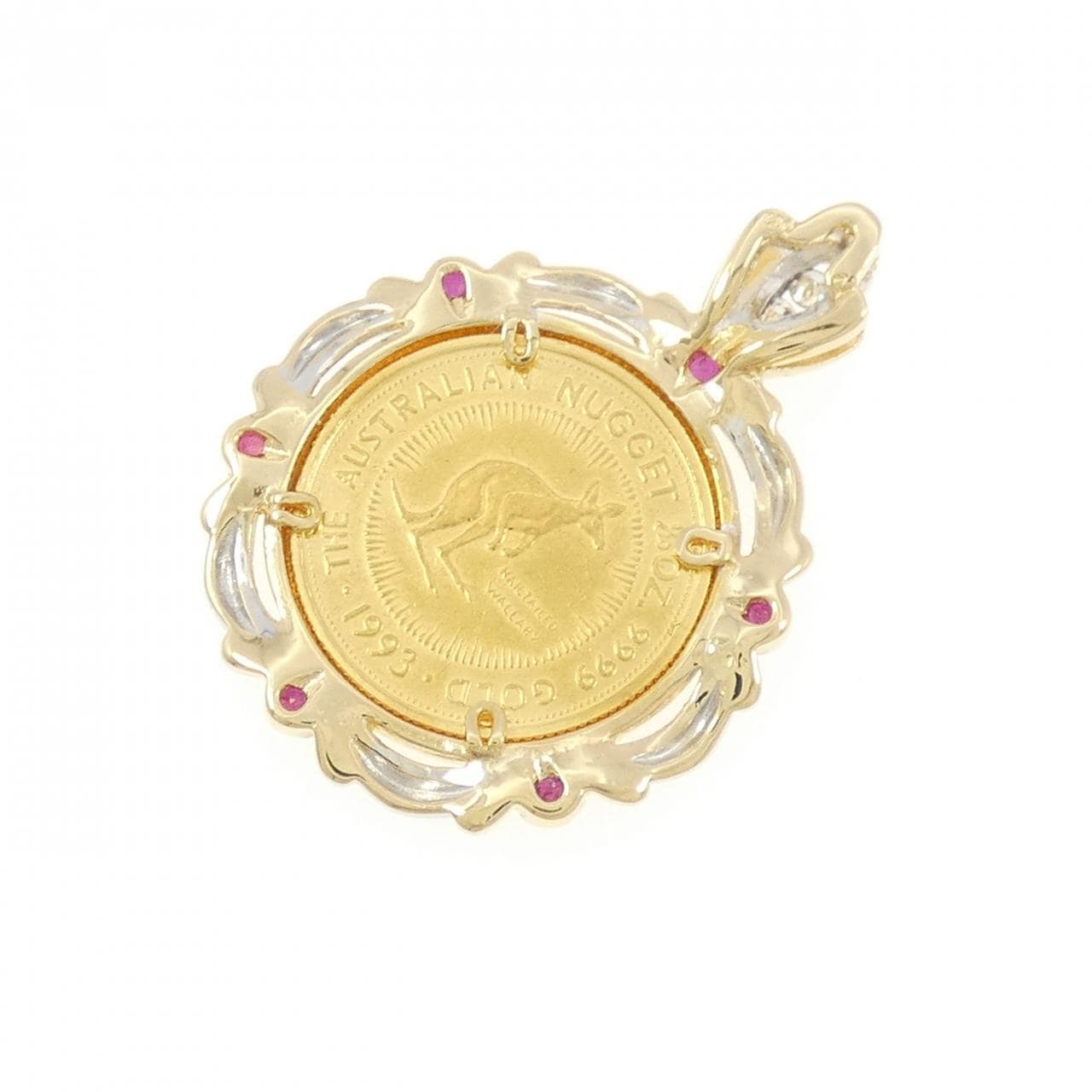 750/750WG(枠) ルビー コイン ペンダント