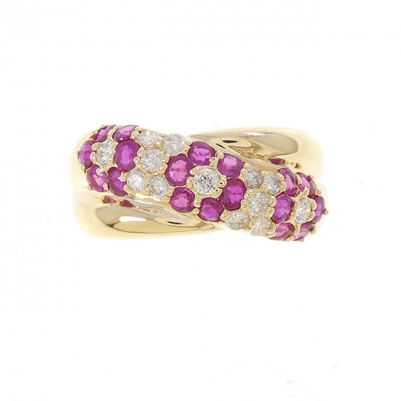 K18YG フラワー ルビー リング 1.00CT