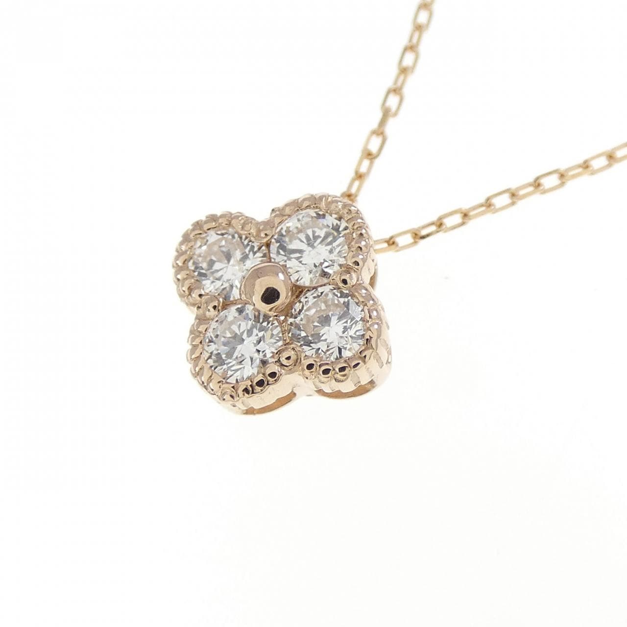 K18PG フラワー ダイヤモンド ネックレス 0.20CT