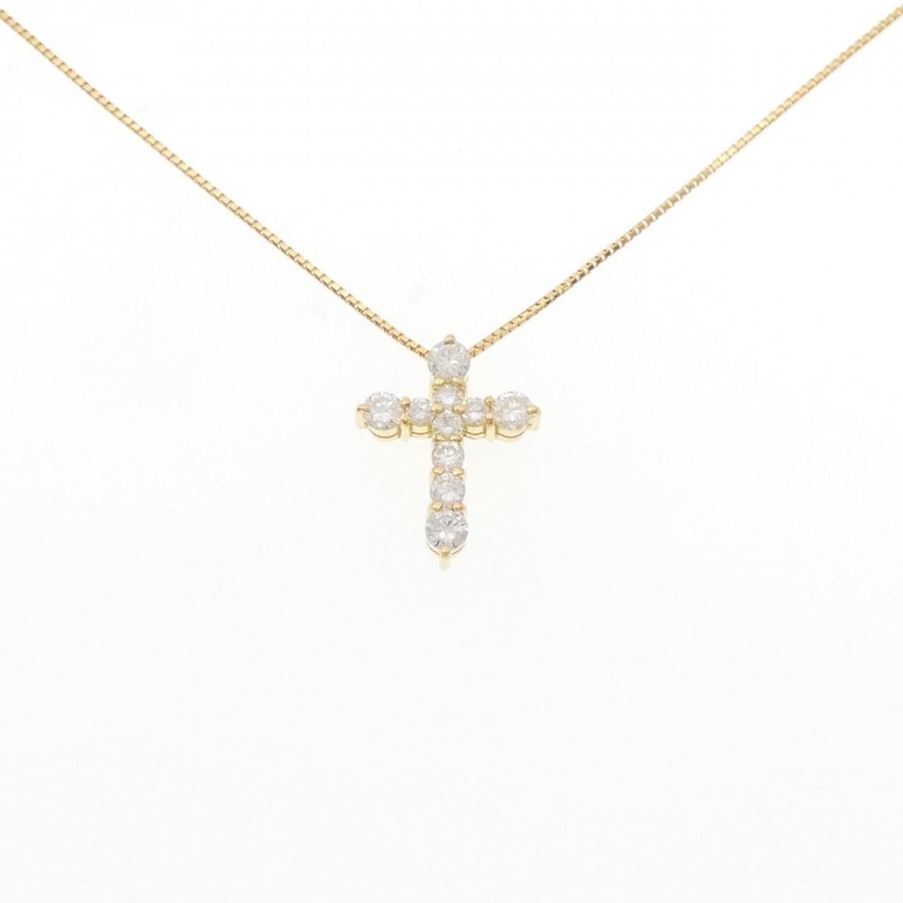K18YG クロス ダイヤモンド ネックレス 0.55CT