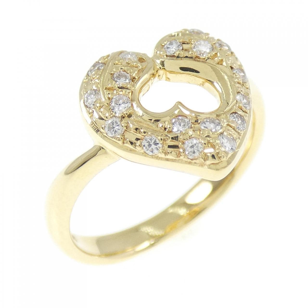 K18YG ハート ダイヤモンド リング 0.18CT