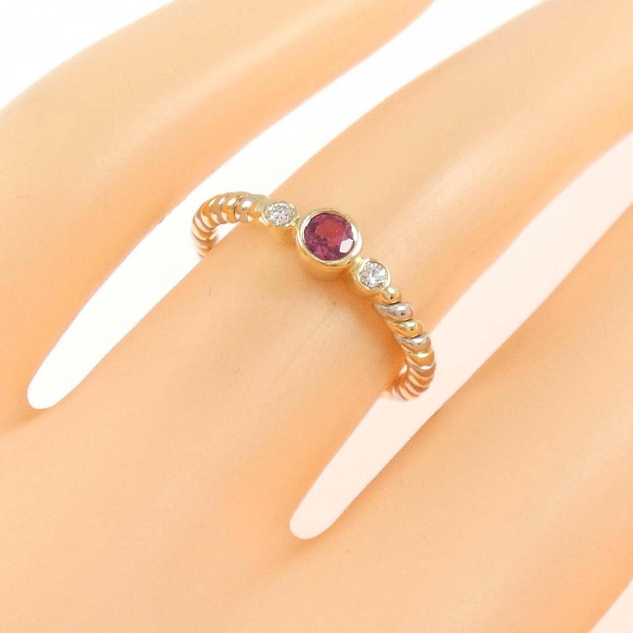 18K/PT900 ルビー リング 0.20CT