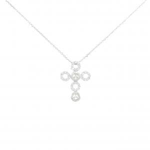 10KWG/K10WG クロス ダイヤモンド ネックレス 0.16CT