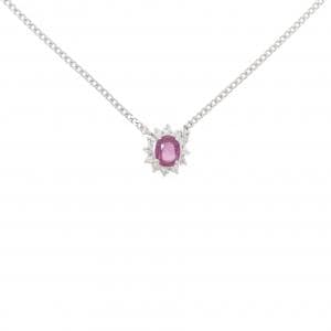 PT900/PT850 ルビー ネックレス 0.64CT