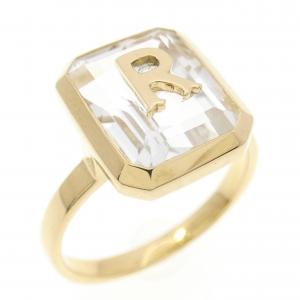 K18YG イニシャルR ホワイトトパーズ リング