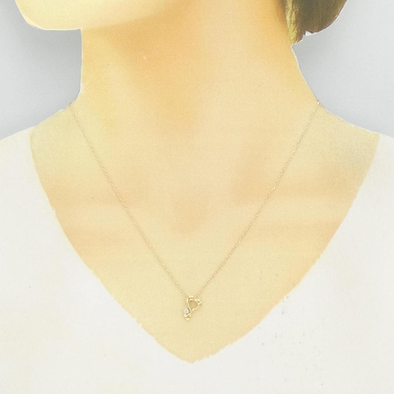K18YG ハート ダイヤモンド ネックレス 0.05CT