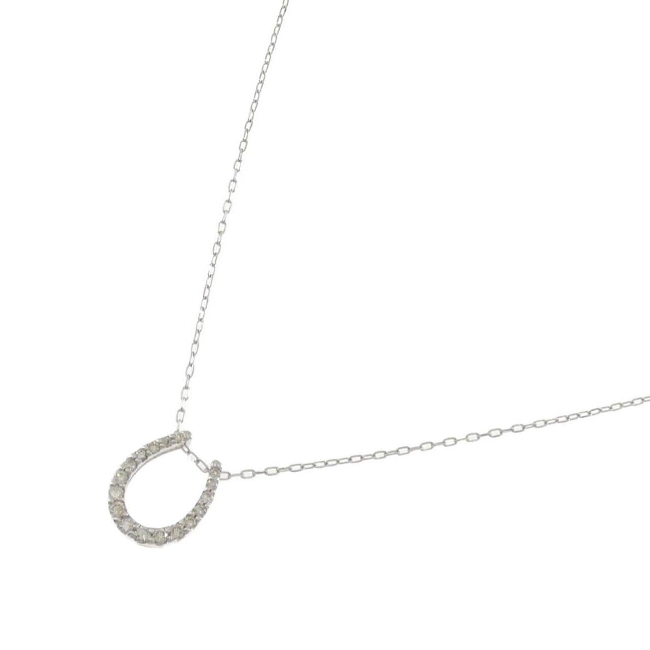 K18WG ホースシュー ダイヤモンド ネックレス 0.20CT
