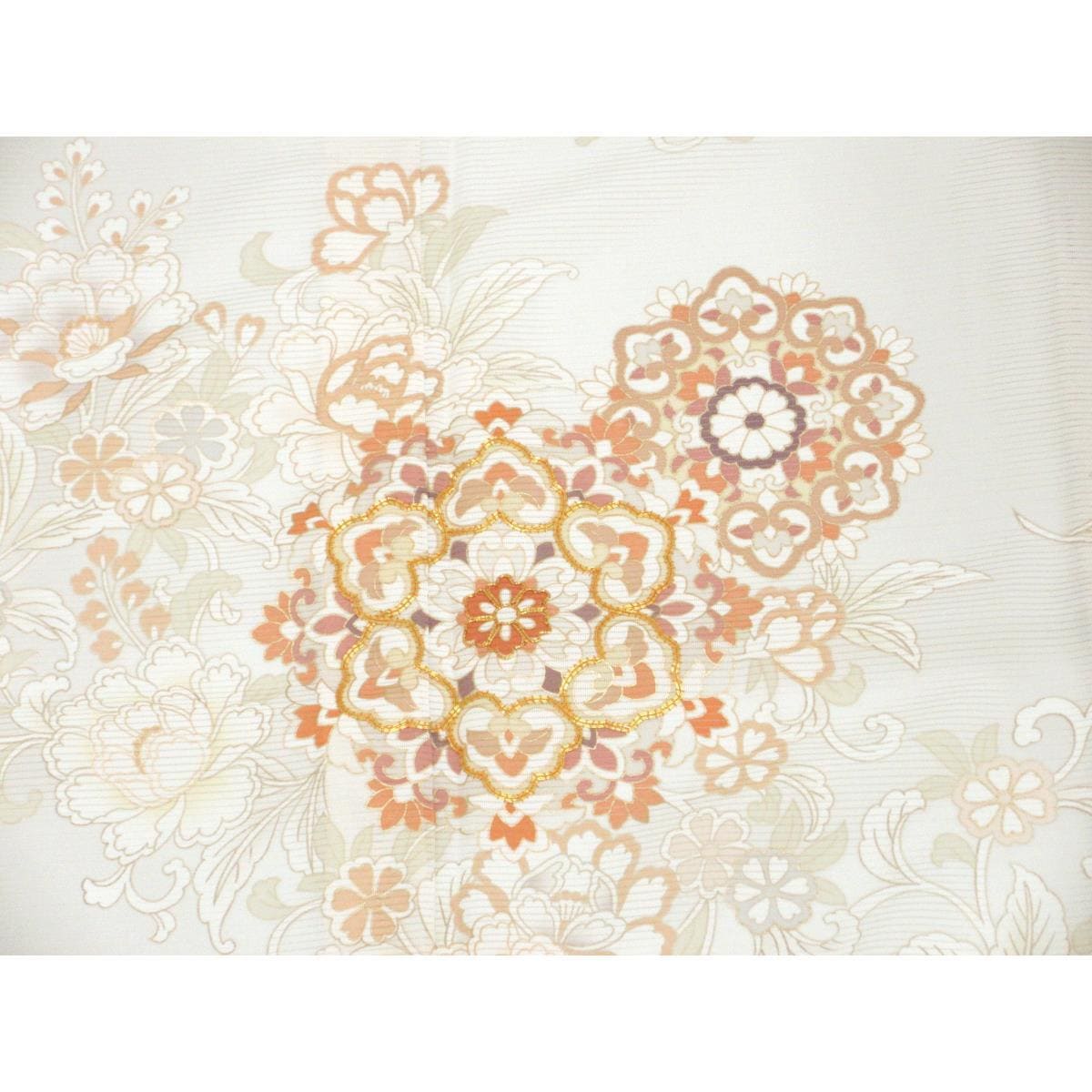 【新品】単衣　駒絽訪問着　友禅金彩加工　刺繍入りボカシ染
