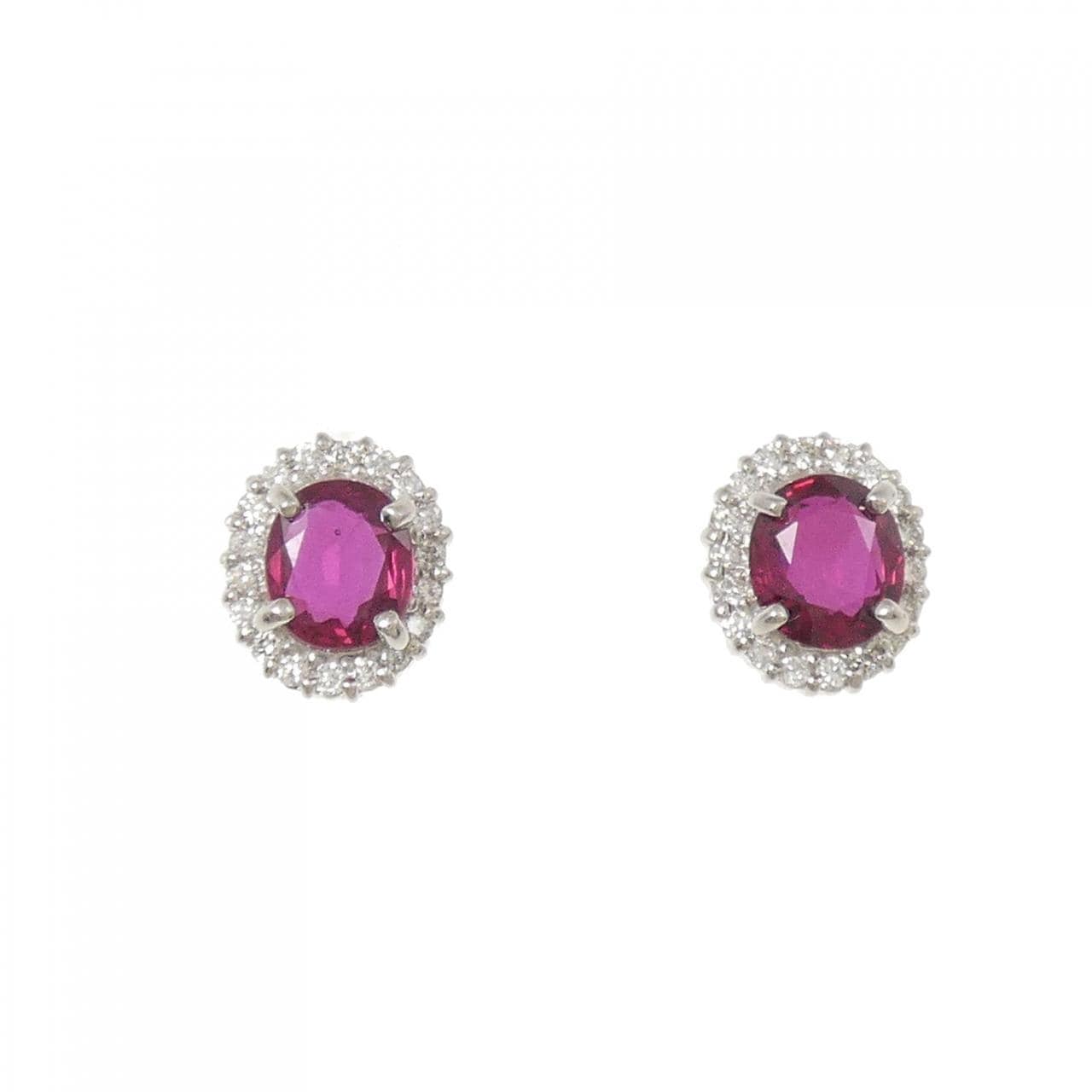 PT900 ルビー ピアス 1.14CT