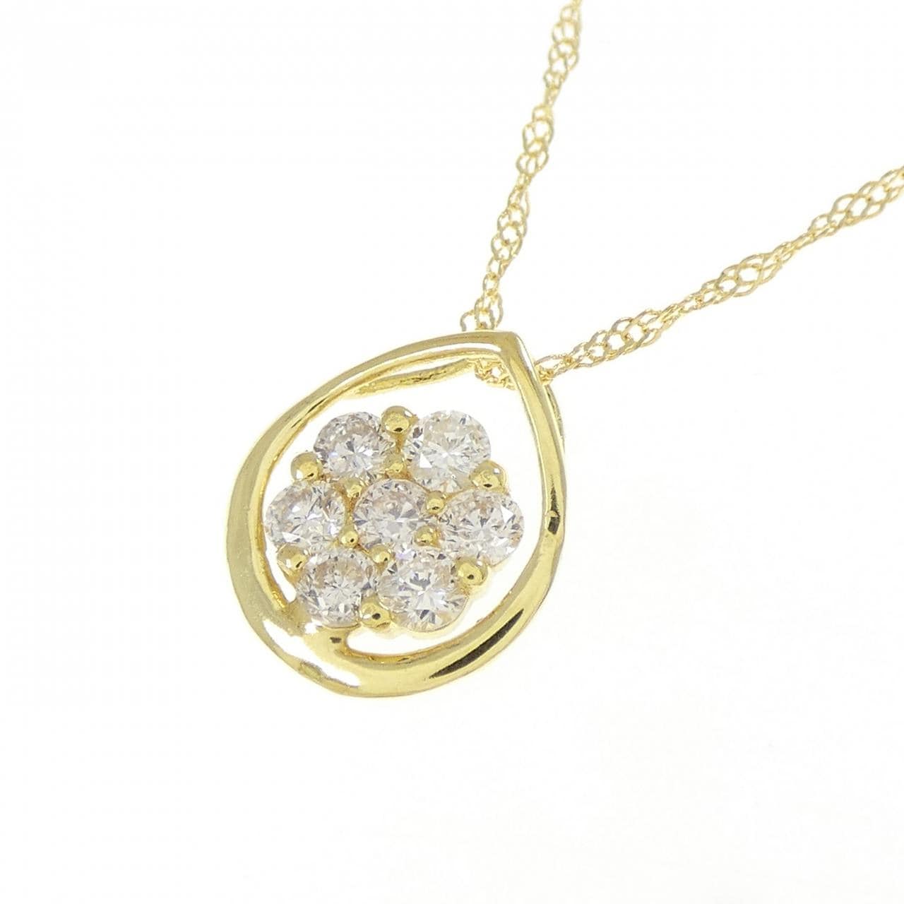 K18YG フラワー ダイヤモンド ネックレス 0.30CT