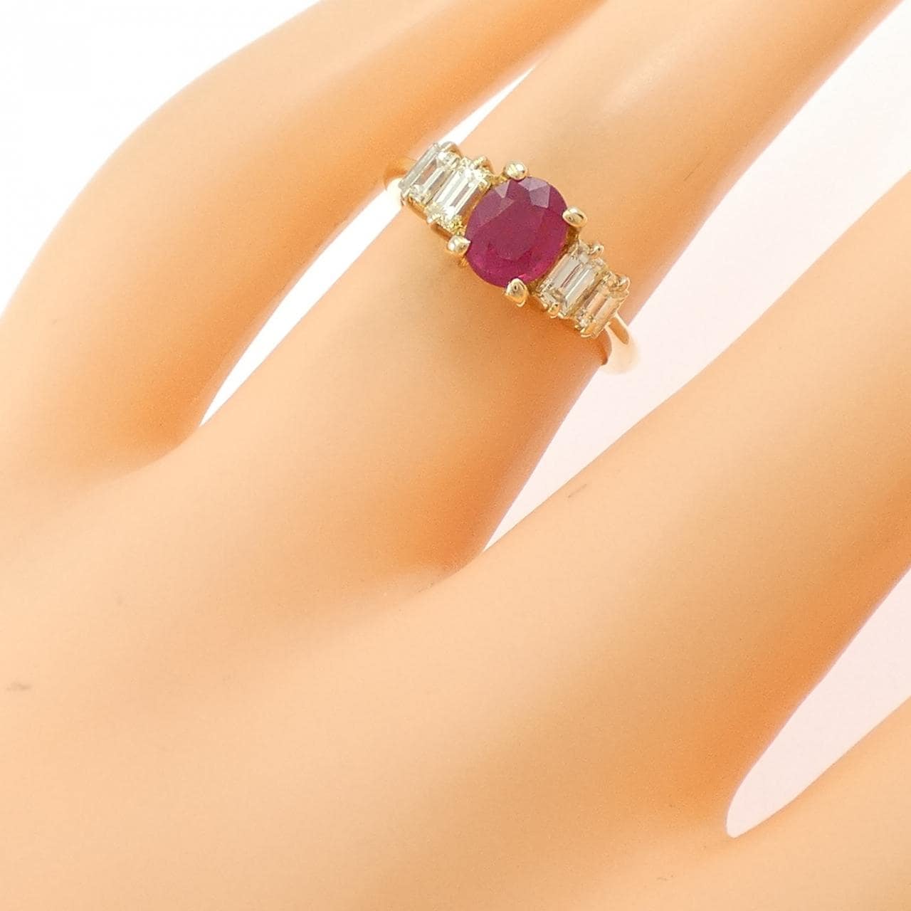 K18YG ルビー リング 0.92CT