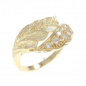 K18YG リーフ ダイヤモンド リング 0.13CT