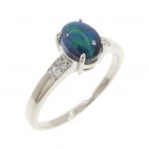 K18WG ブラックオパール リング 0.96CT