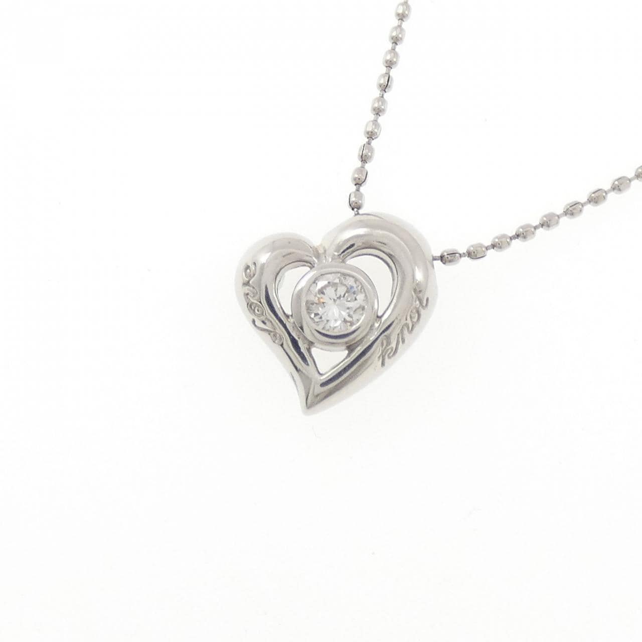 PT900/PT850 ハート ダイヤモンド ネックレス 0.10CT