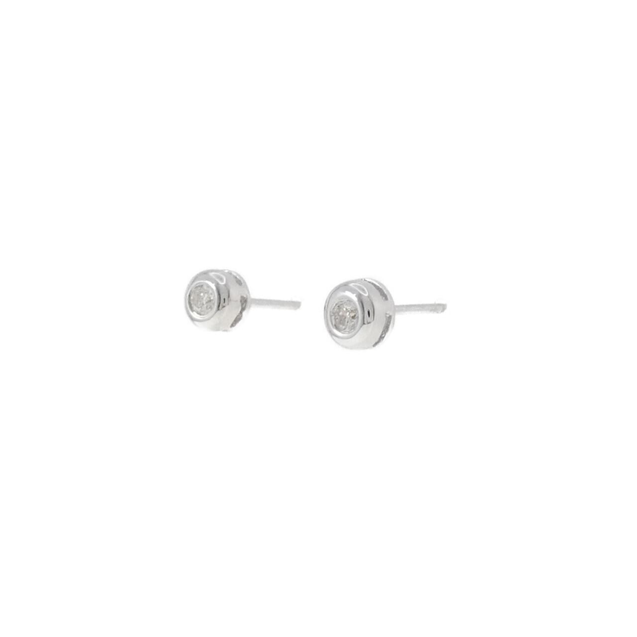 K18WG ソリティア ダイヤモンド ピアス 0.10CT