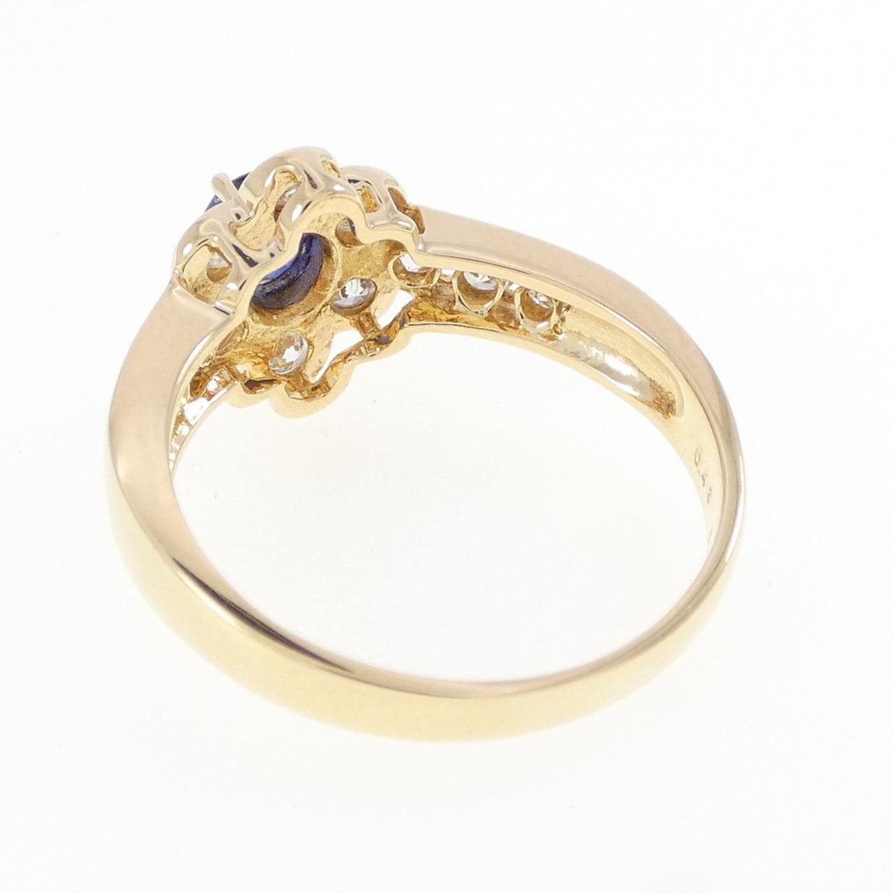 K18YG フラワー サファイヤ リング 0.43CT