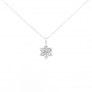 K18WG フラワー ダイヤモンド ネックレス 0.10CT