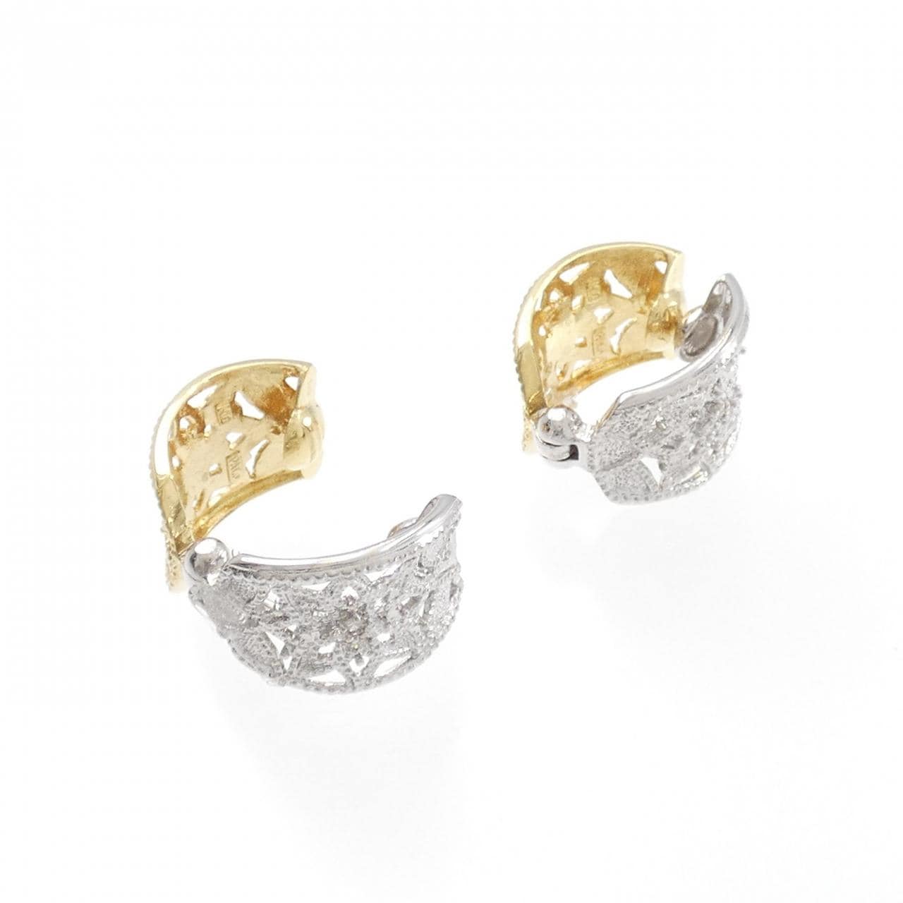 K18YG/K18WG ダイヤモンド イヤリング 0.08CT