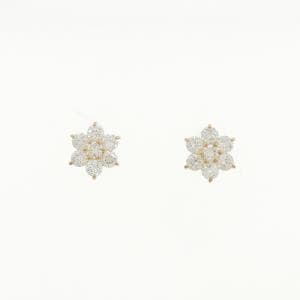 【リメイク】K18YG フラワー ダイヤモンド ピアス 0.60CT