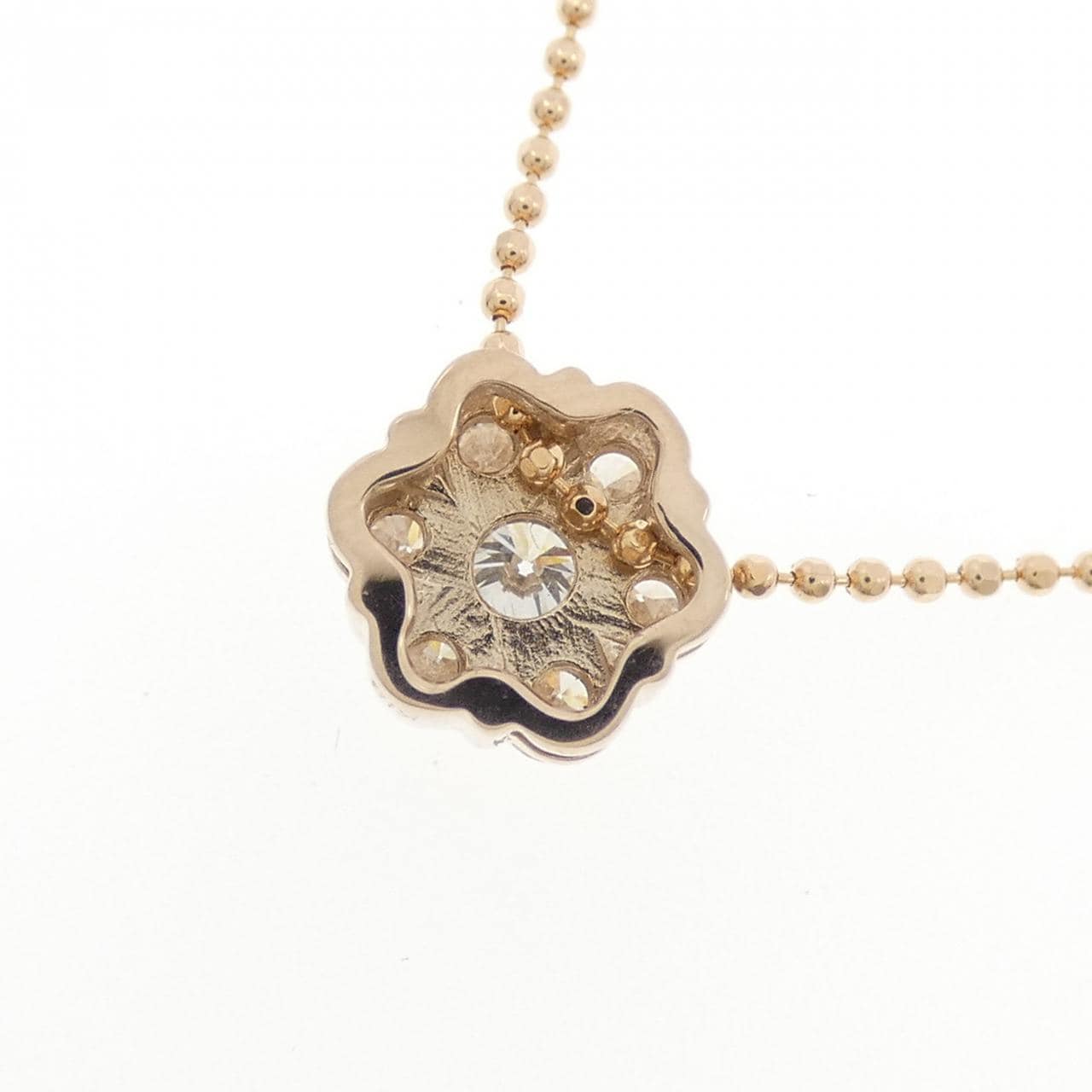 K18PG フラワー ダイヤモンド ネックレス 0.50CT