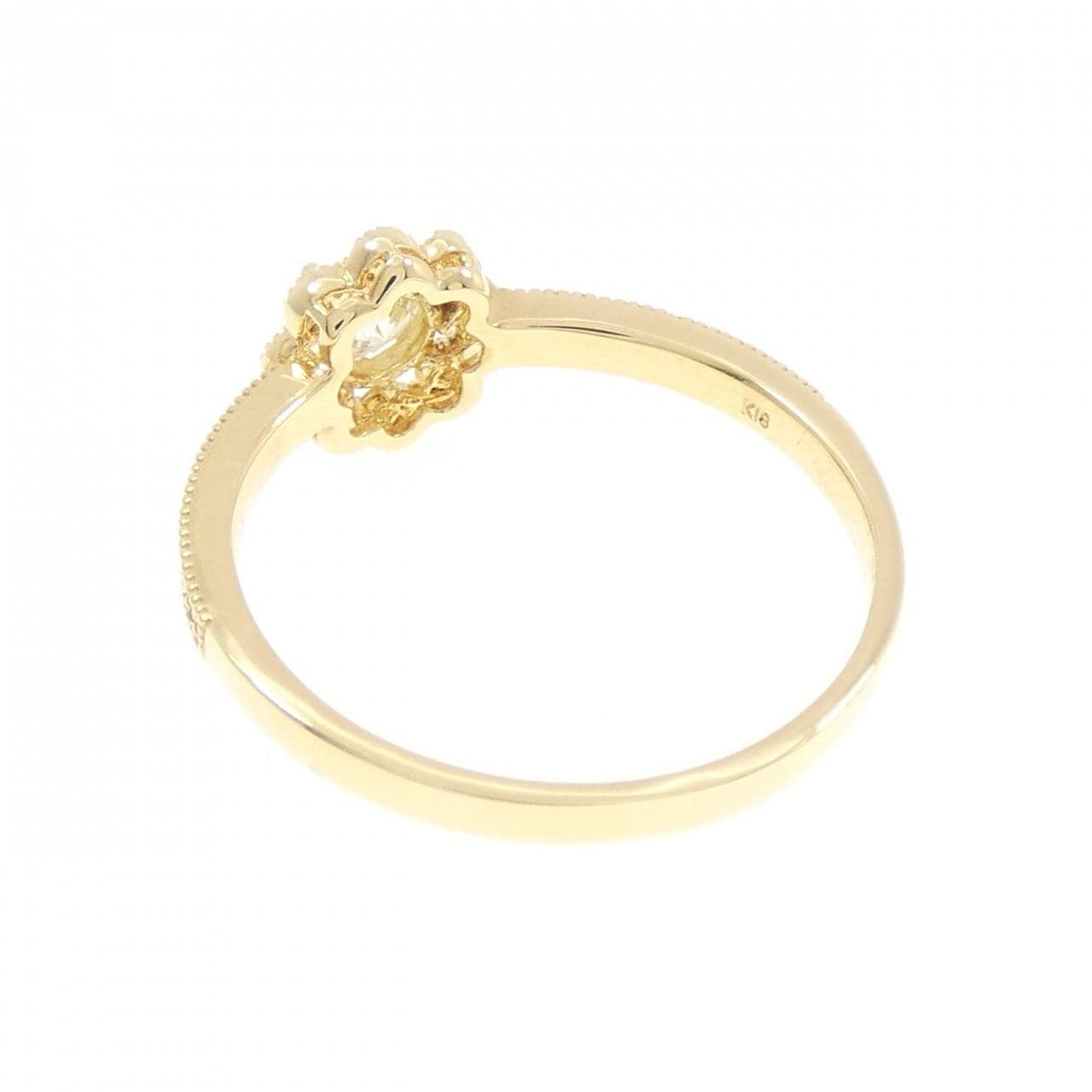 【新品】K18YG フラワー ダイヤモンド リング 0.23CT
