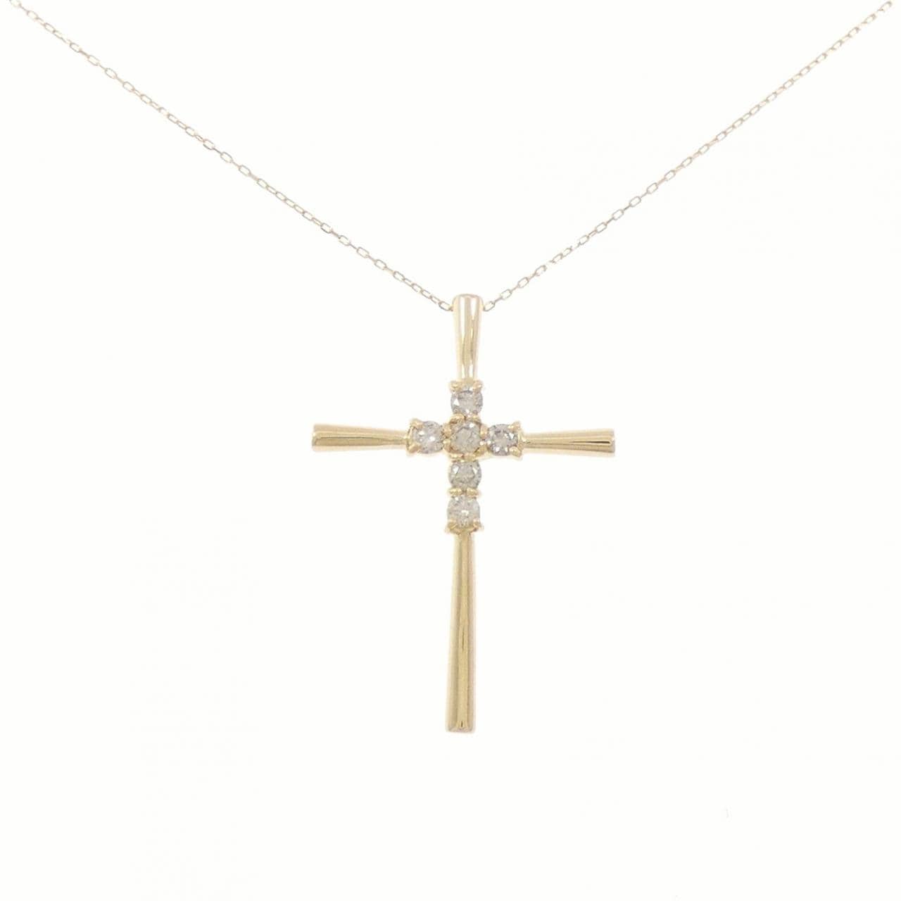 K18YG クロス ダイヤモンド ネックレス 0.3CT