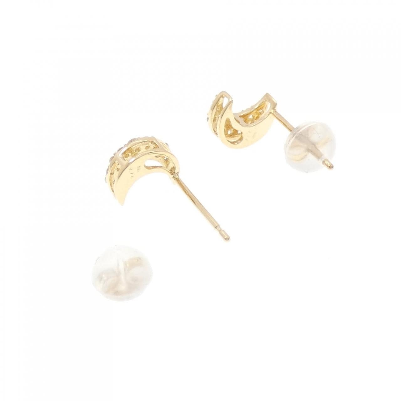 [再加工款] K18YG月亮钻石耳环0.20CT