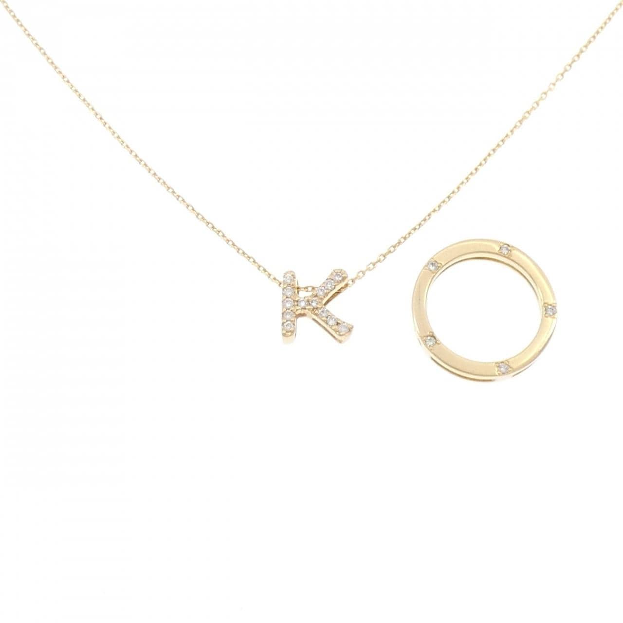 K18YG 2WAY Initial K Diamond Necklace 0.08CT