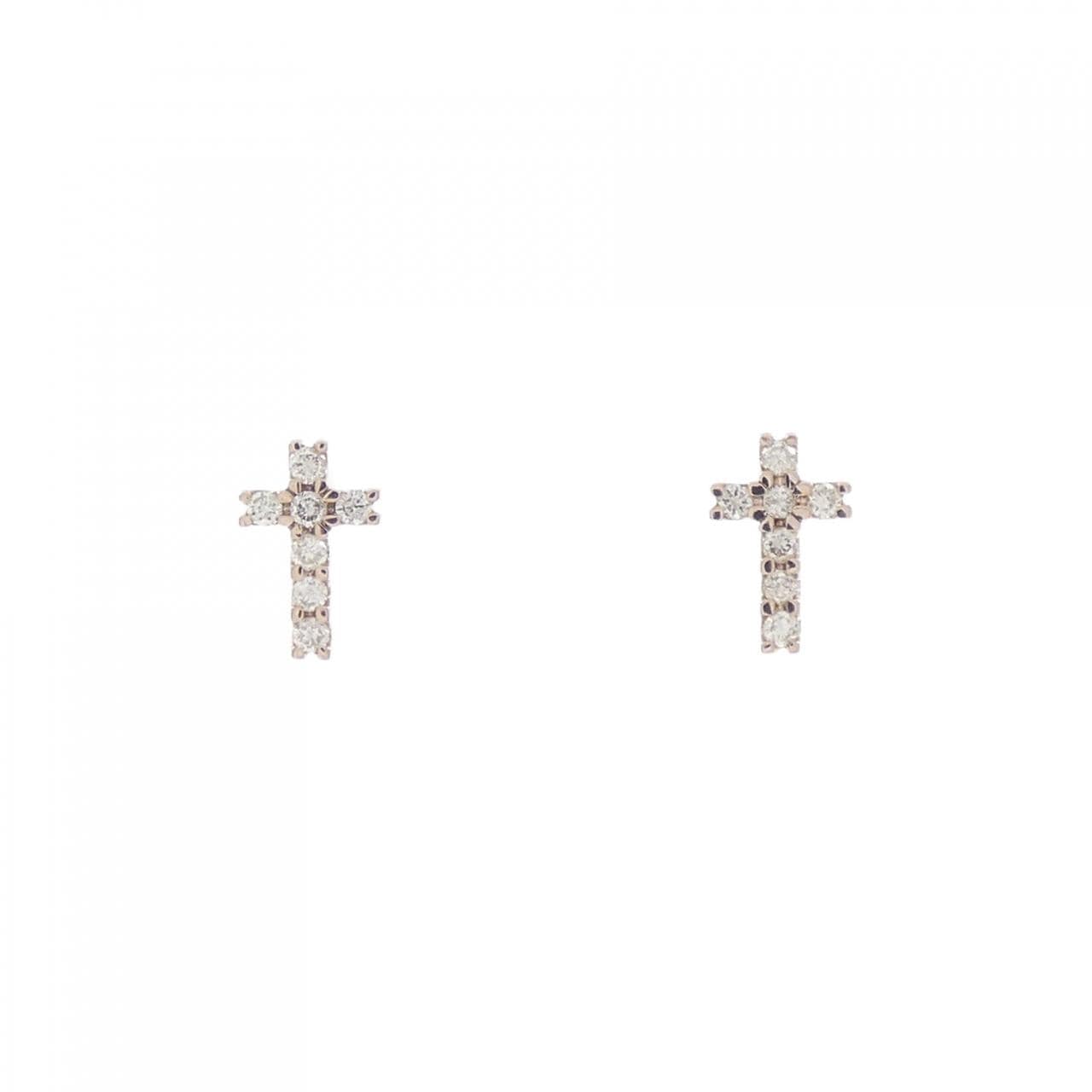 K18PG 十字鑽石耳環