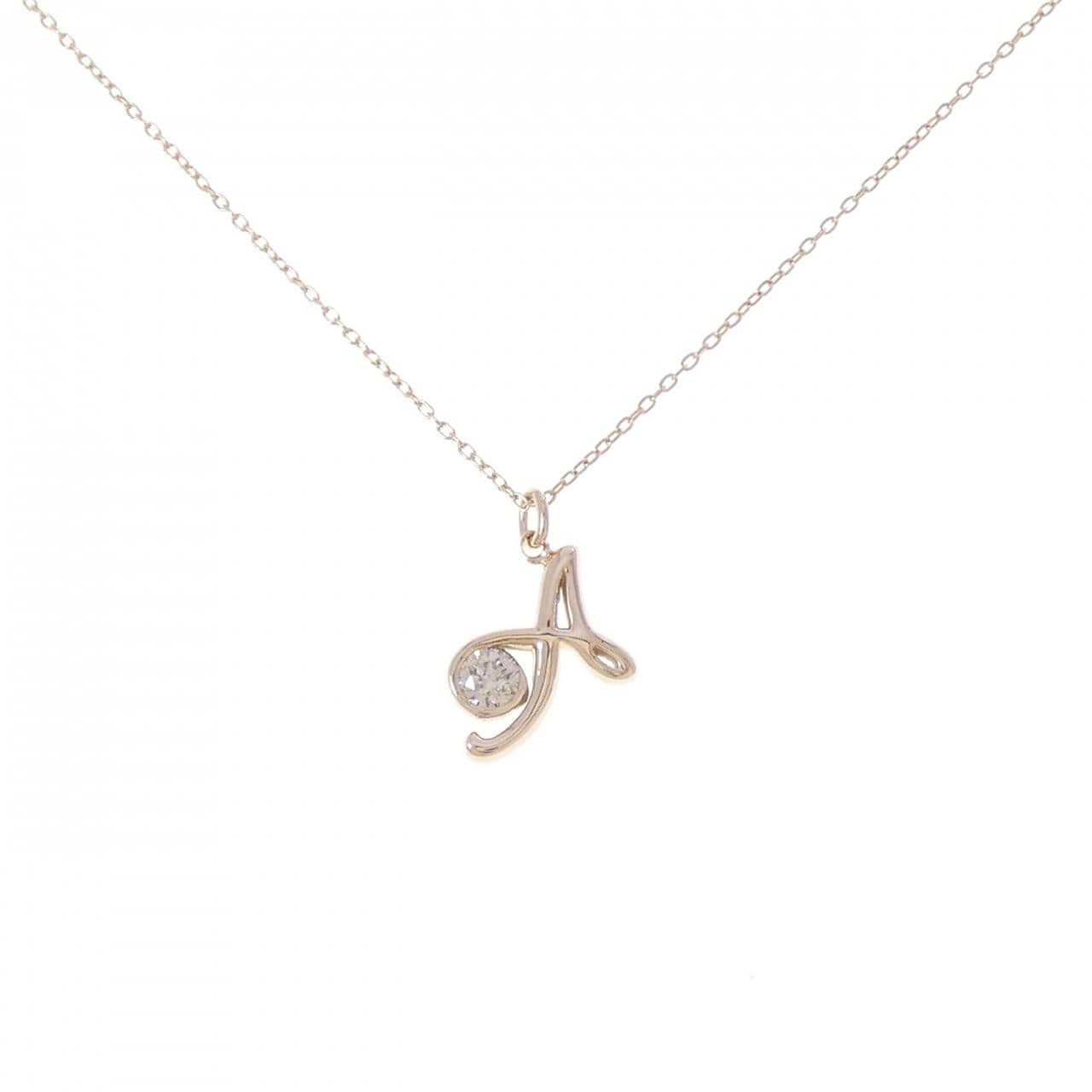 K18PG イニシャルA ダイヤモンド ネックレス 0.14CT