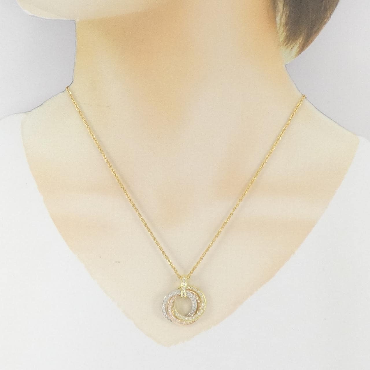 K18YG/PT900/K18PG ダイヤモンド ネックレス 1.05CT