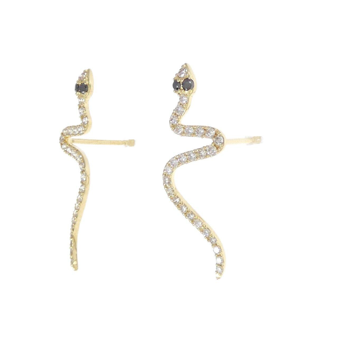 K18YG スネーク ダイヤモンド ピアス 0.38CT