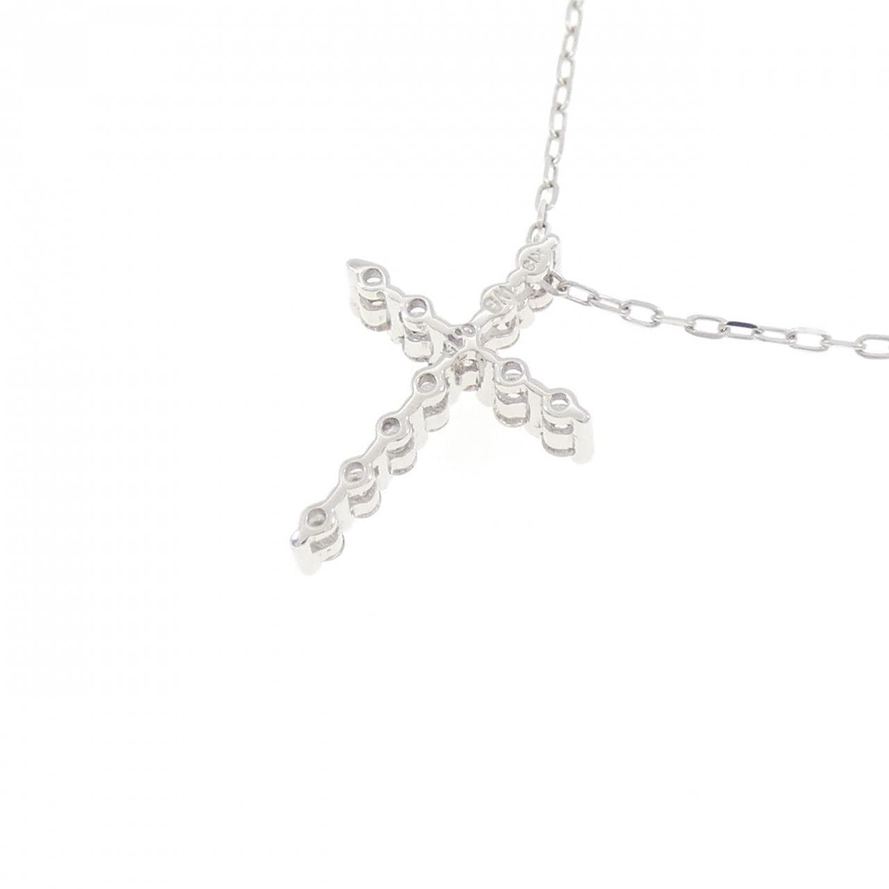 K18WG クロス ダイヤモンド ネックレス 0.15CT