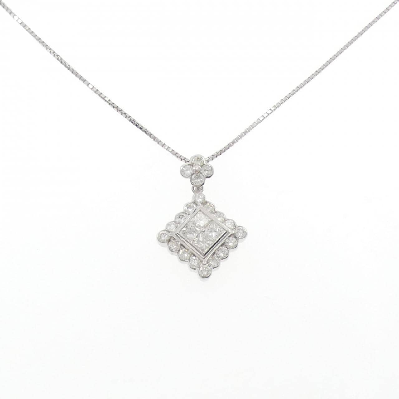 K18WG フラワー ダイヤモンド ネックレス 2.00CT