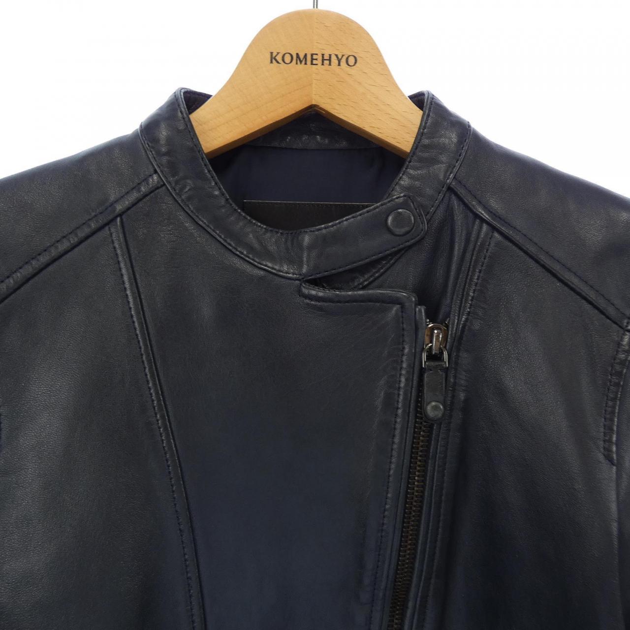 massimodutti レザーライダースジャケット