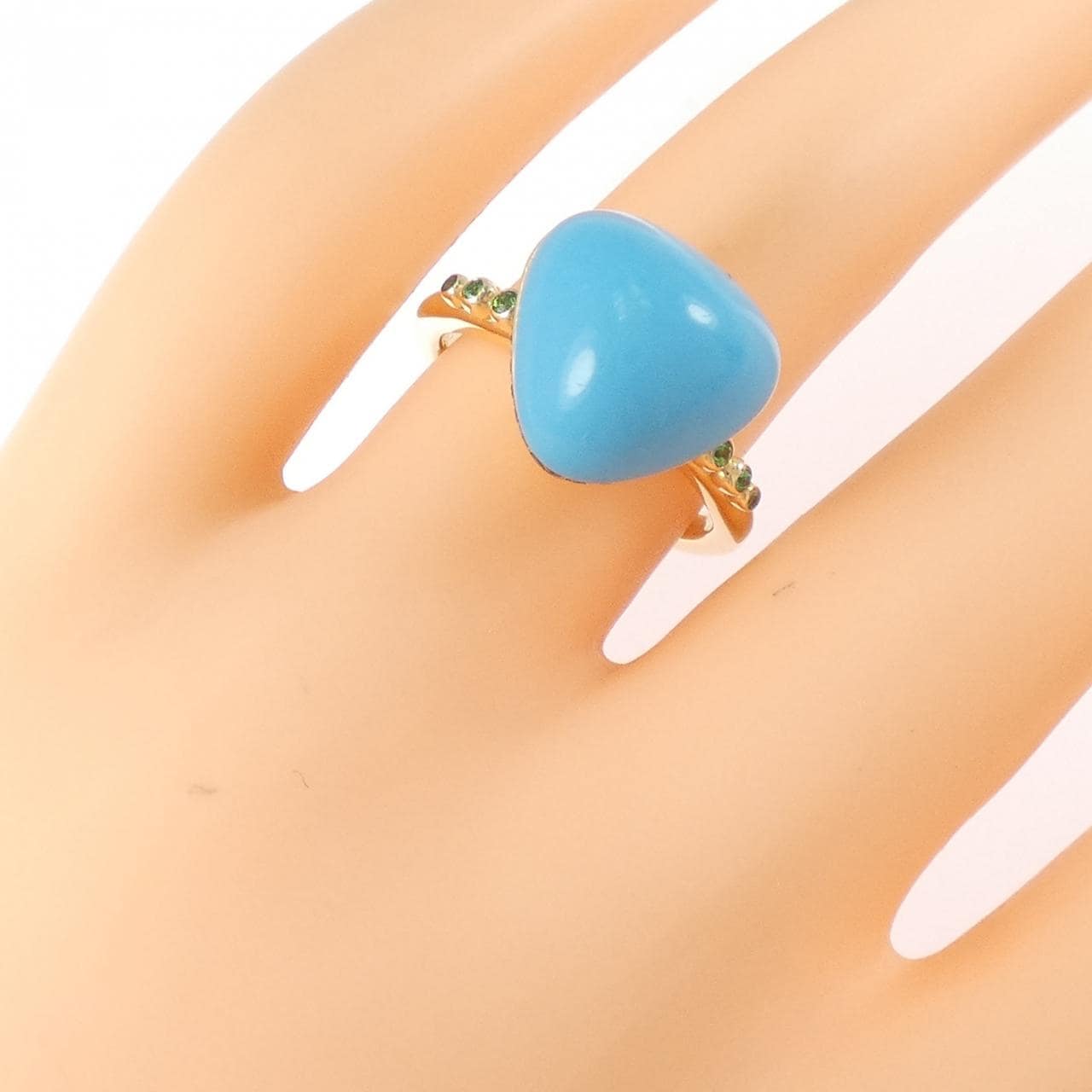 750YG/750BG 模造石 リング 5.68CT