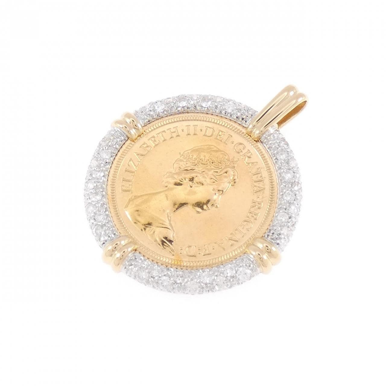 750YG/750WG(枠) ダイヤモンド コイン ペンダント 0.60CT