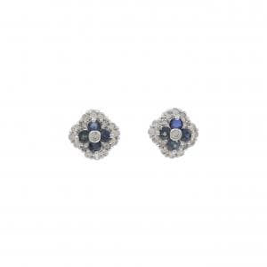 K18WG フラワー サファイヤ ピアス 0.56CT