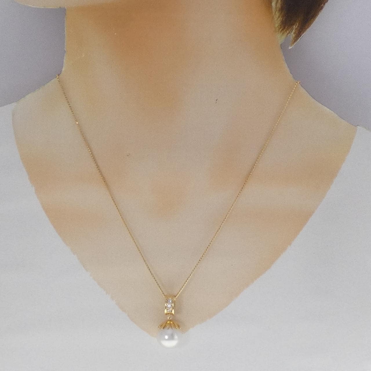 K18YG 白蝶パール ネックレス 12.1mm