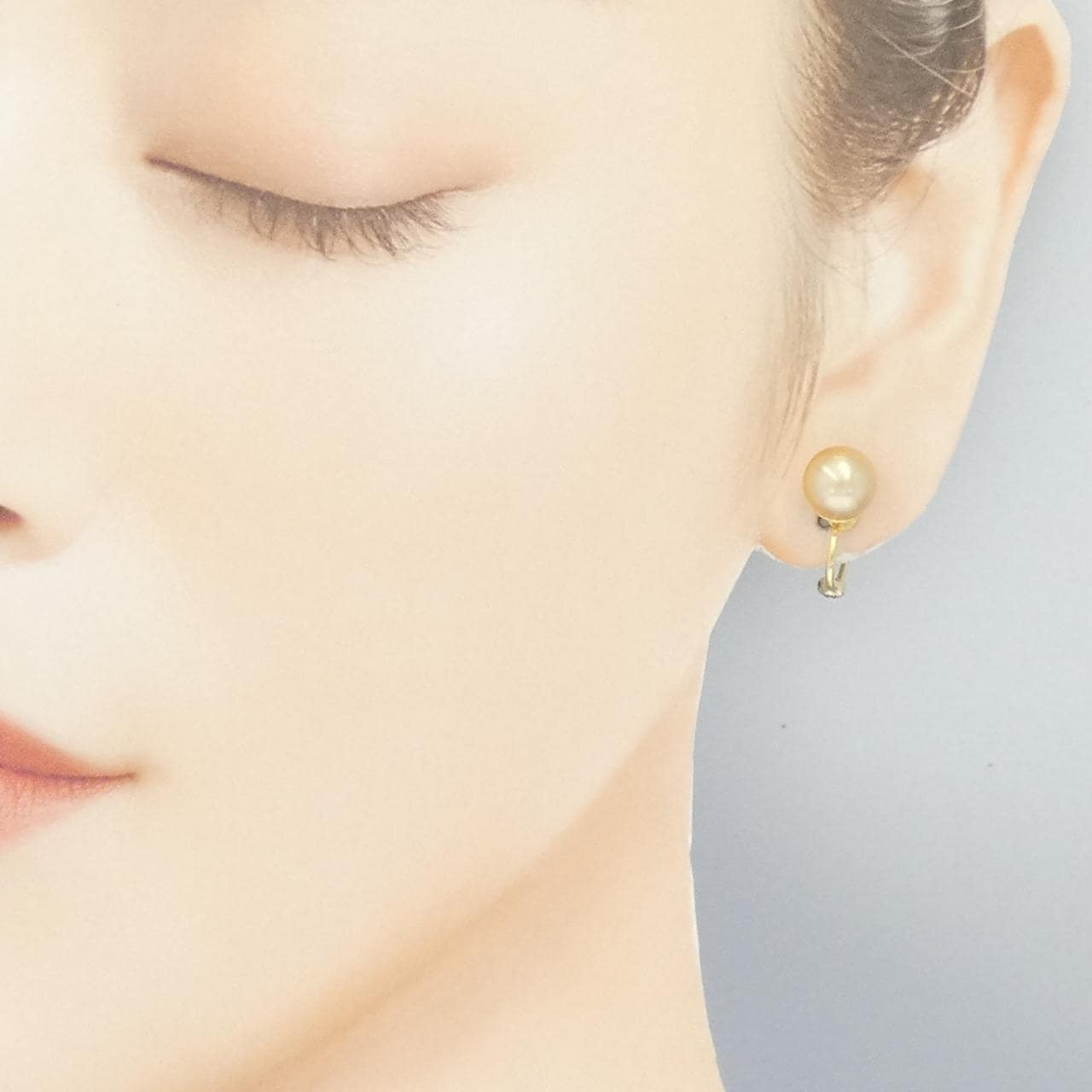 K18YG白蝶珍珠耳夹