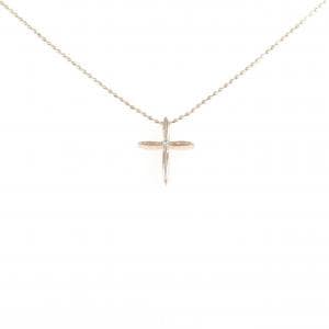 K10PG クロス ダイヤモンド ネックレス 0.01CT